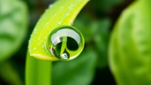 Macro Magic: Dewdrop on Leaf – free AI stock image
