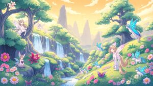 Magical Creatures in Serene Landscape – free AI stock image