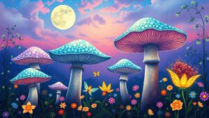 Magical Fairy Garden in Pointillism – free AI stock image