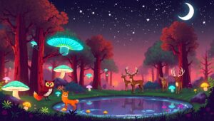 Magical Forest at Dusk – free AI stock image