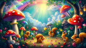 Magical Forest of Playful Squirrels – free AI stock image