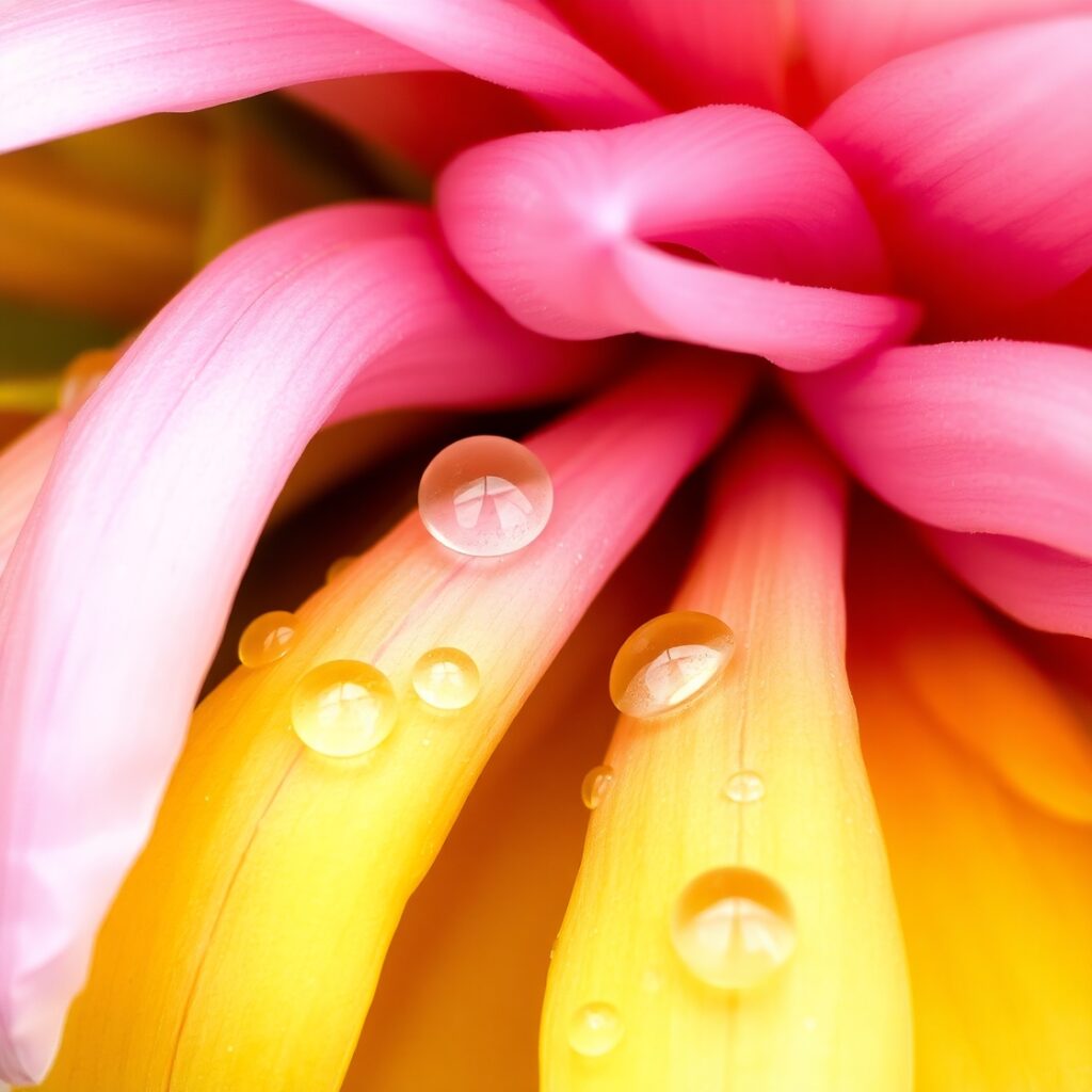 Magnified Beauty of Dew-Kissed Petals – free AI stock image