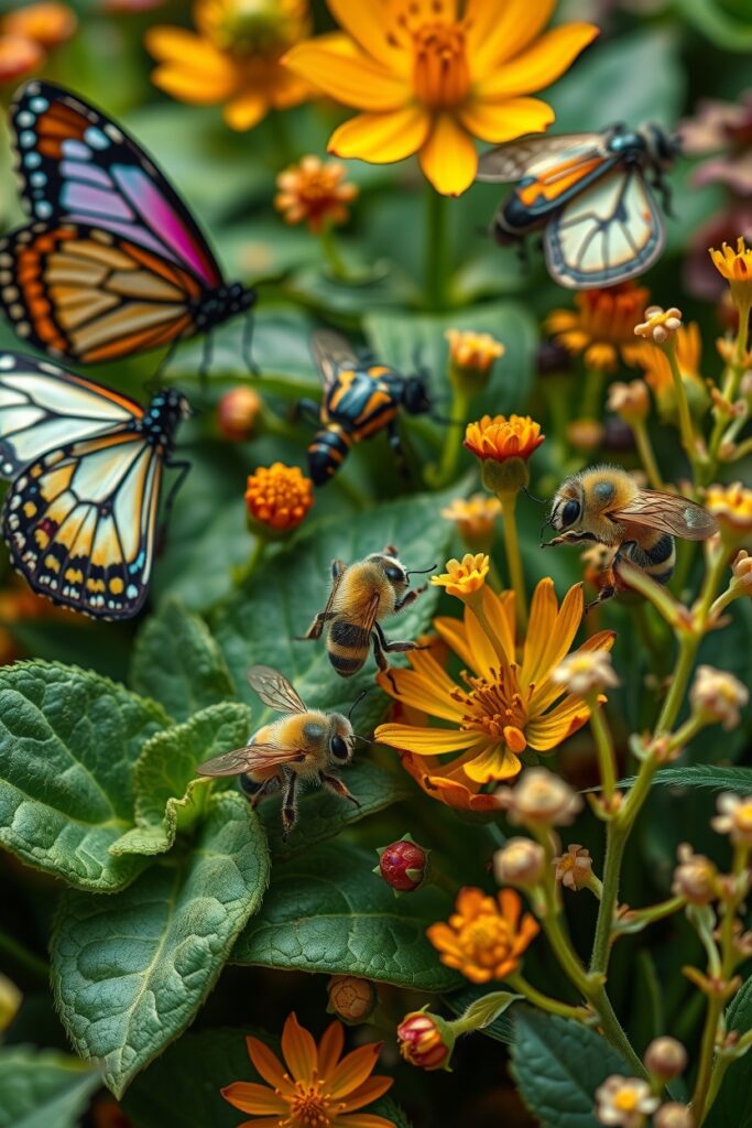 Magnified World of Colorful Insects – free AI stock image
