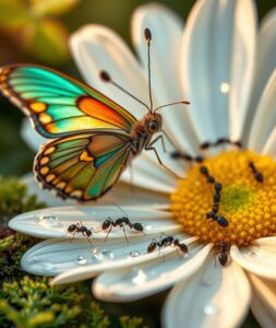 Magnified World of Insects and Flowers – free AI stock image