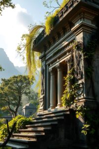 Majestic Ancient Temple Surrounded by Nature – free AI stock image