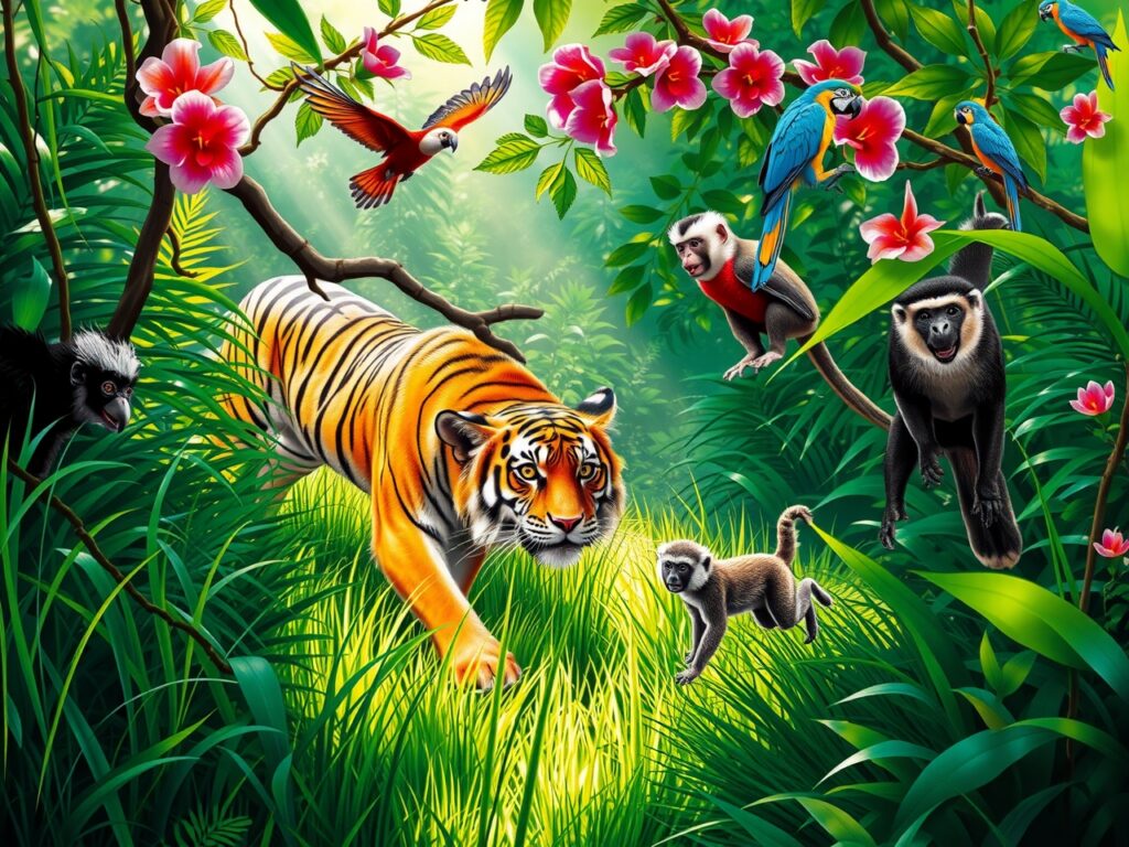 Majestic Animals in a Lush Jungle – free AI stock image
