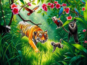 Majestic Animals in a Lush Jungle – free AI stock image
