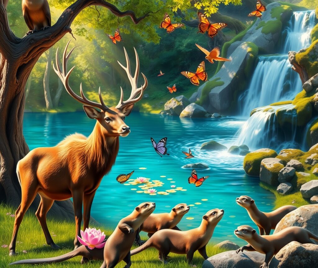 Majestic Animals in a Serene Landscape – free AI stock image