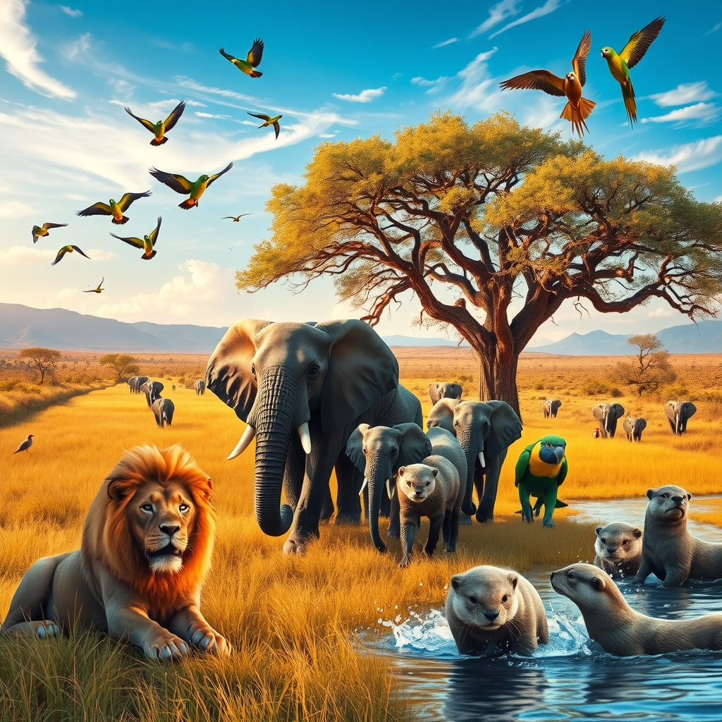 Majestic Animals in a Vibrant Habitat – free AI stock image