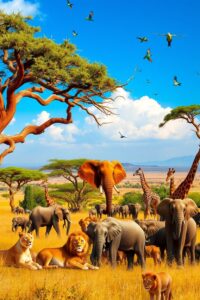 Majestic Animals of the African Savanna – free AI stock image