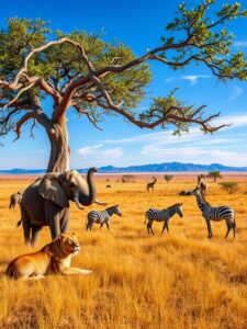 Majestic Animals of the African Savannah – free AI stock image