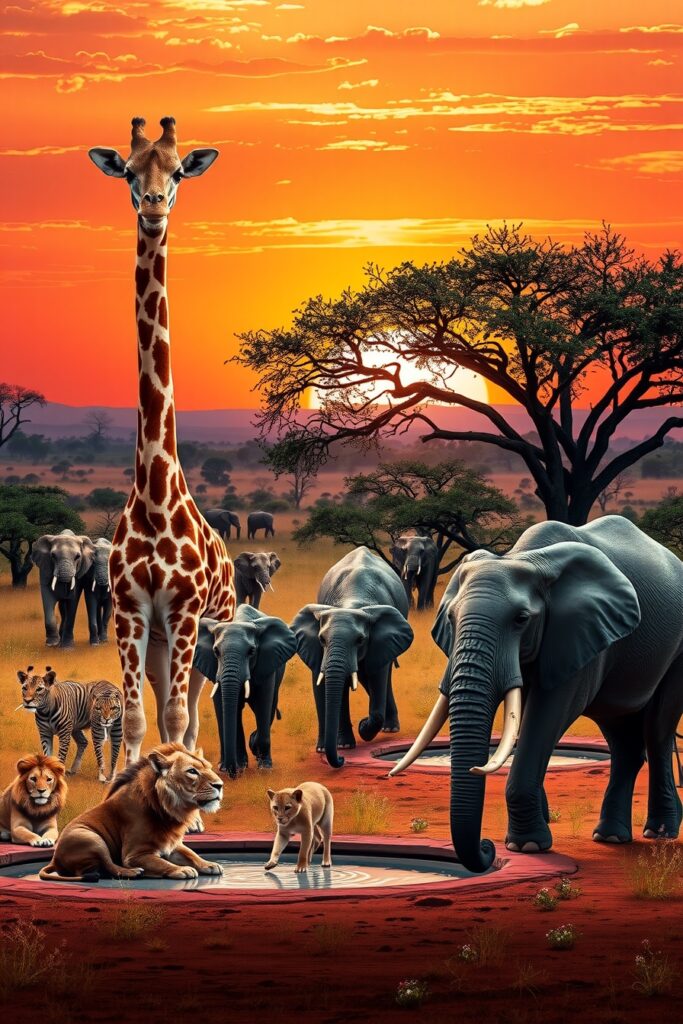 Majestic Animals of the African Savannah – free AI stock image