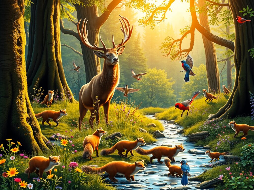 Majestic Animals Roaming in Verdant Wilderness – free AI stock image