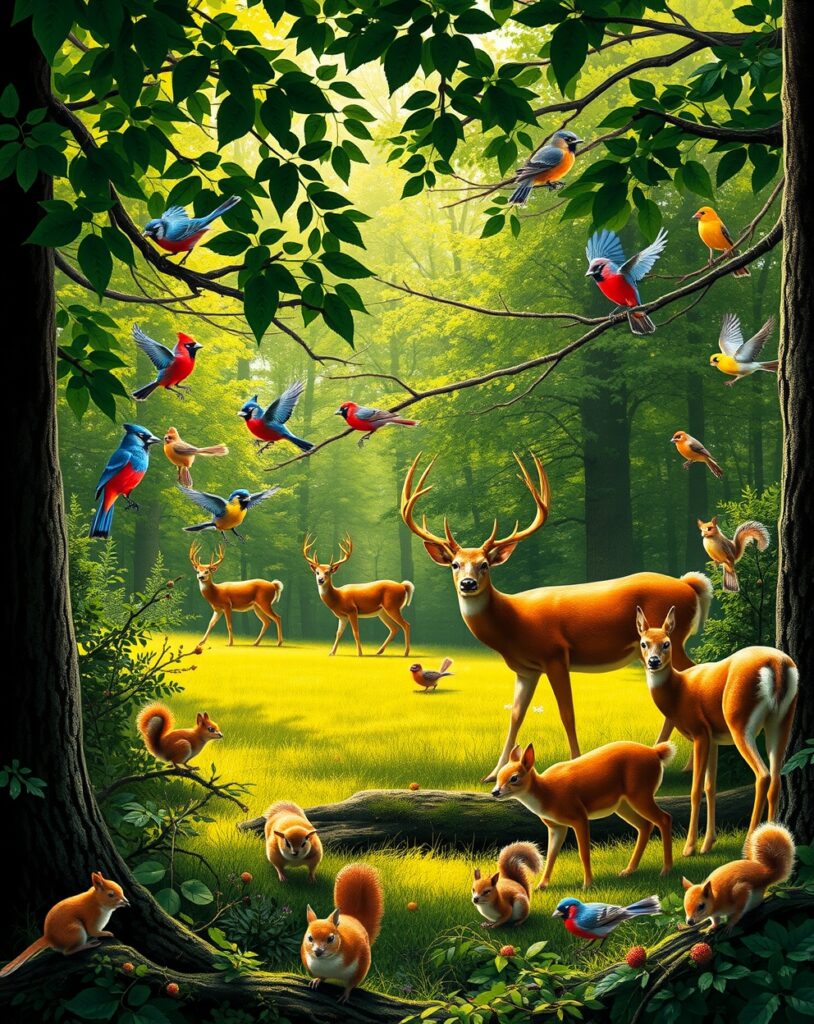 Majestic Creatures in a Serene Forest – free AI stock image