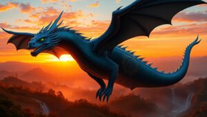 Majestic Dragon Over Enchanted Lands – free AI stock image