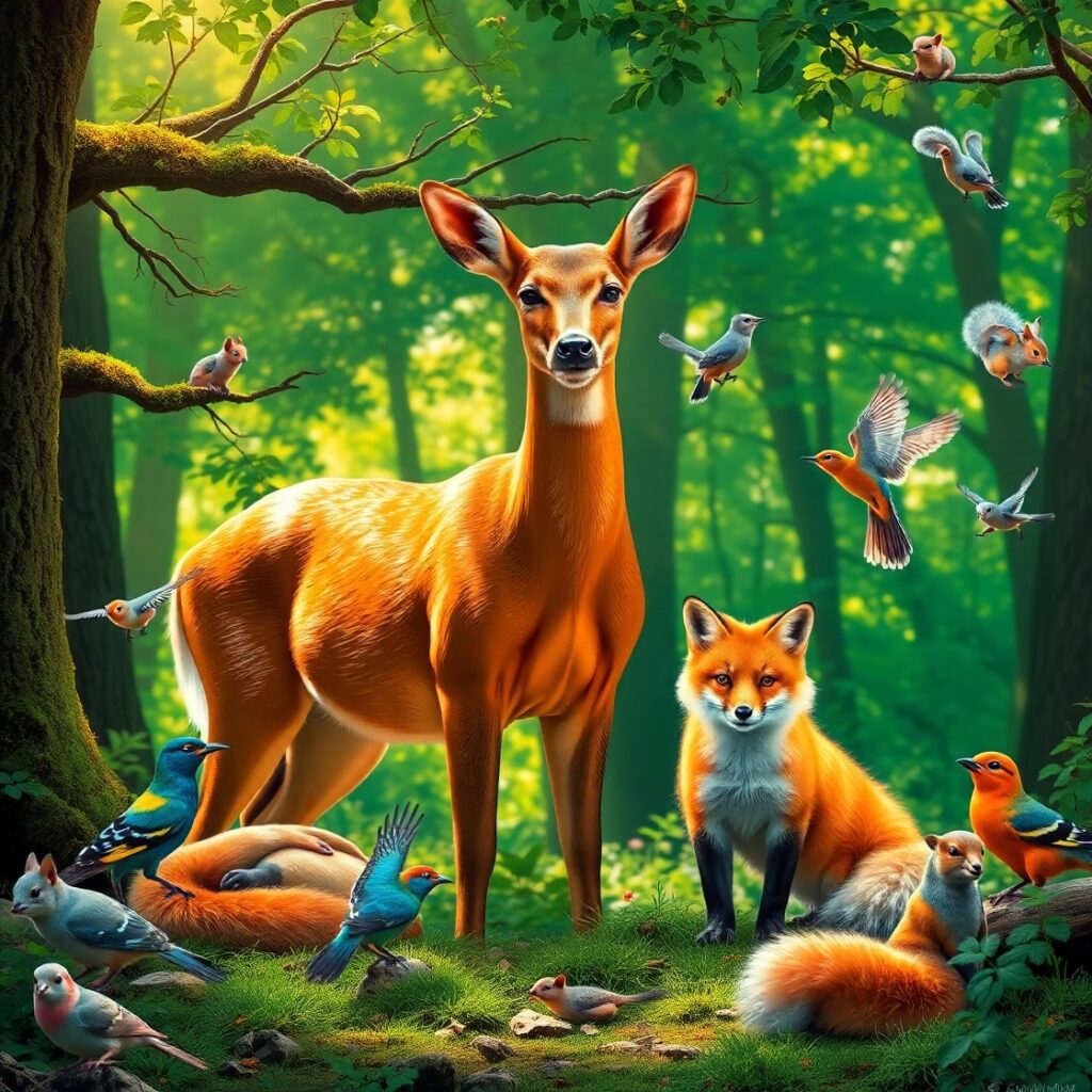 A Majestic Gathering of Forest Animals – free AI stock image