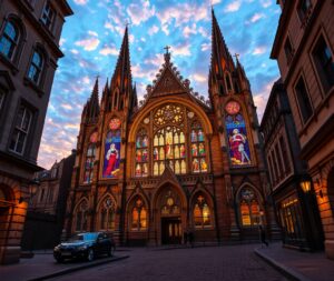 Majestic Gothic Cathedral in Twilight – free AI stock image