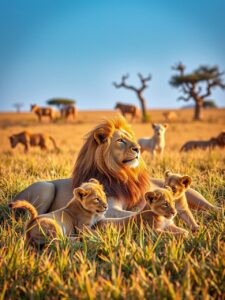 Majestic Lions Resting Under the Sun – free AI stock image