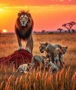 Majestic Lions Roaming the Savanna – free AI stock image