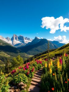 Majestic Mountain Landscape Under a Clear Sky – free AI stock image