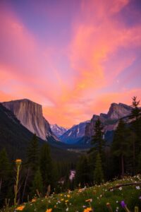 Majestic Mountain Range at Sunset – free AI stock image