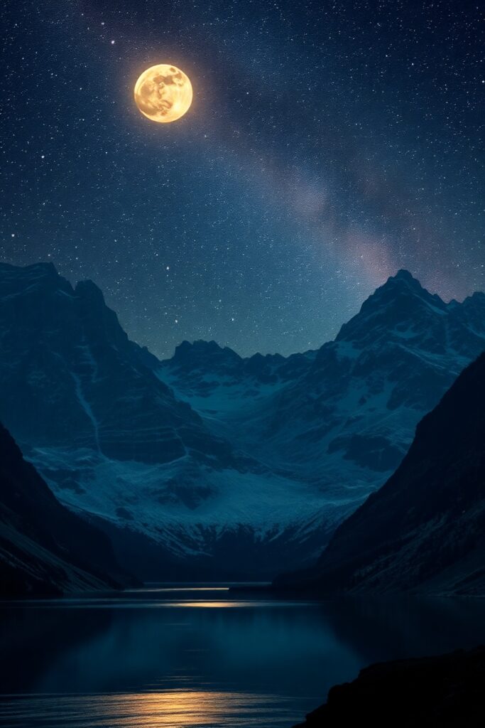 Majestic Mountain Range Under a Starry Sky – free AI stock image
