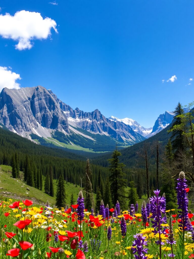 Majestic Mountains Beneath a Clear Blue Sky – free AI stock image
