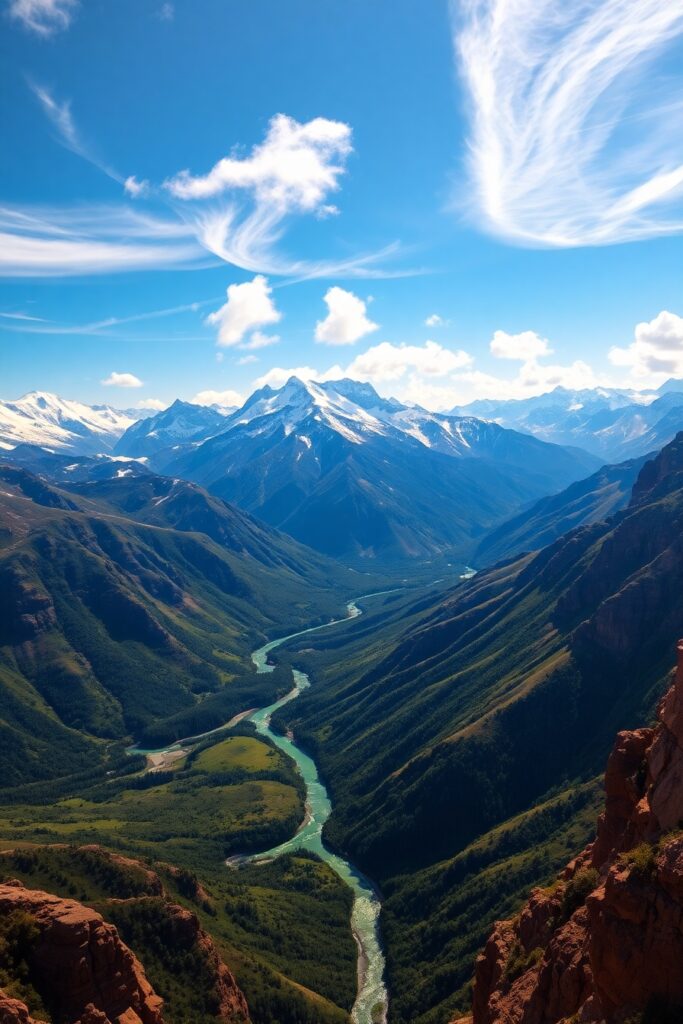 Majestic Mountains Under a Clear Blue Sky – free AI stock image