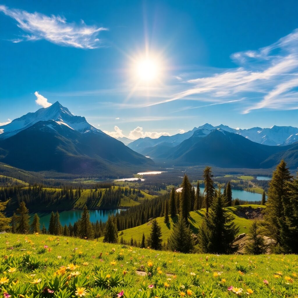 Majestic Mountains Under a Clear Blue Sky – free AI stock image