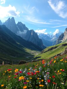 Majestic Mountains Under a Clear Blue Sky – free AI stock image