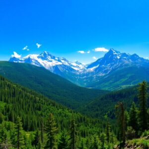 Majestic Mountains Under a Clear Blue Sky – free AI stock image