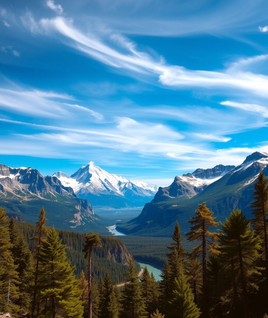 Majestic Mountains Under a Clear Blue Sky – free AI stock image