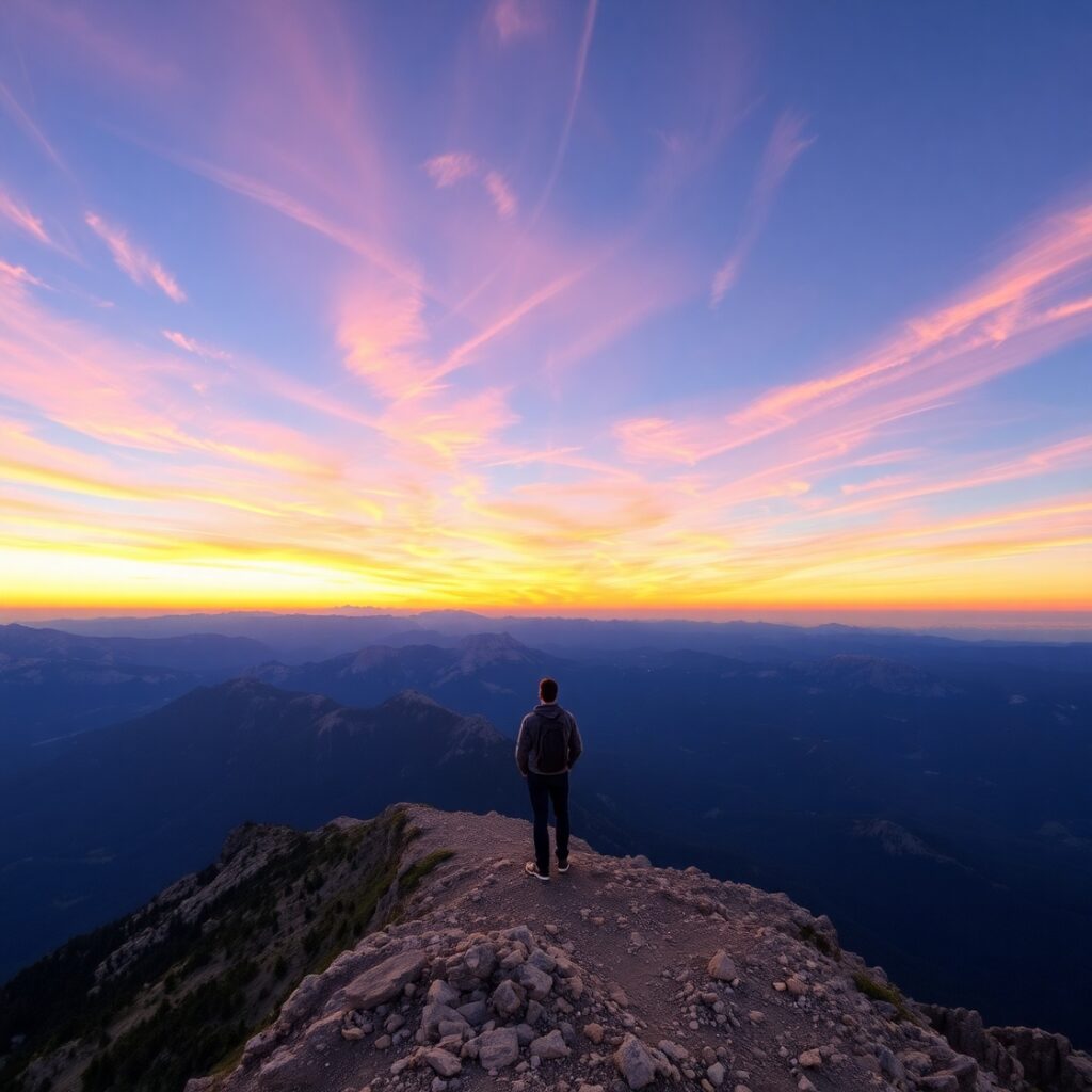 Majestic Mountains Under a Golden Sunset – free AI stock image