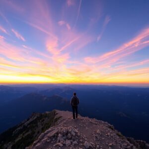 Majestic Mountains Under a Golden Sunset – free AI stock image