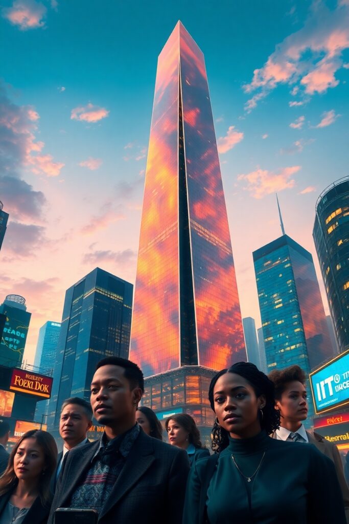Majestic Skyscraper in Urban Landscape – free AI stock image