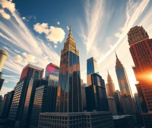 Majestic Skyscrapers Reaching for the Sky – free AI stock image
