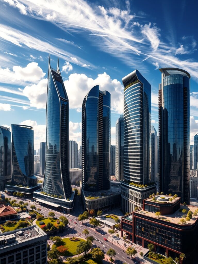 Majestic Skyscrapers Under a Clear Sky – free AI stock image