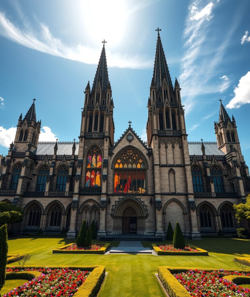 Majestic Spires of a Gothic Cathedral – free AI stock image