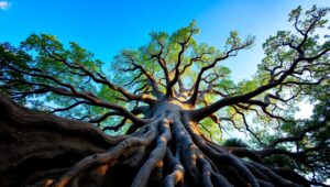 Majestic Tree from Below – free AI stock image