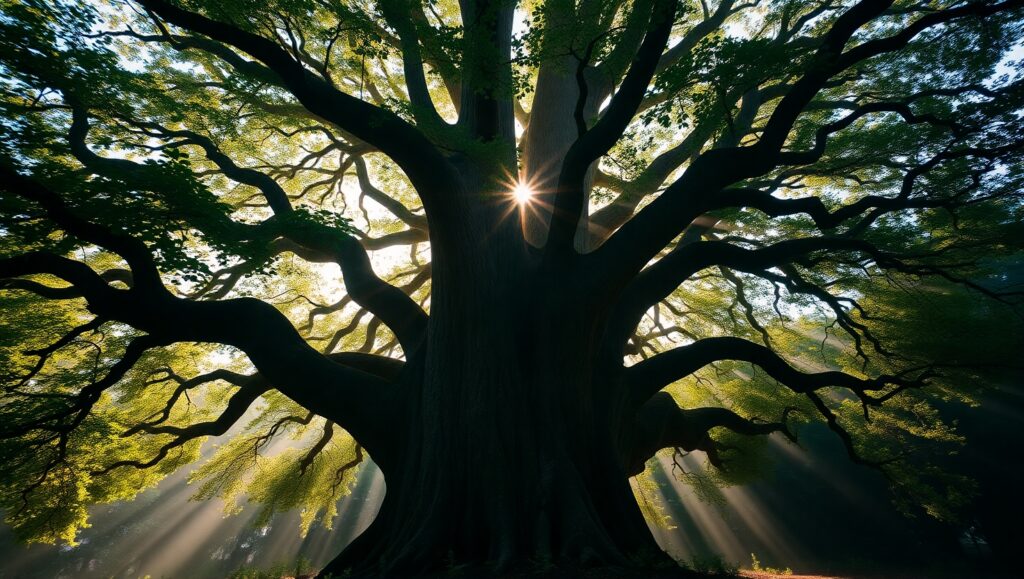 Majestic Tree Under Sunlight De4 – free AI stock image