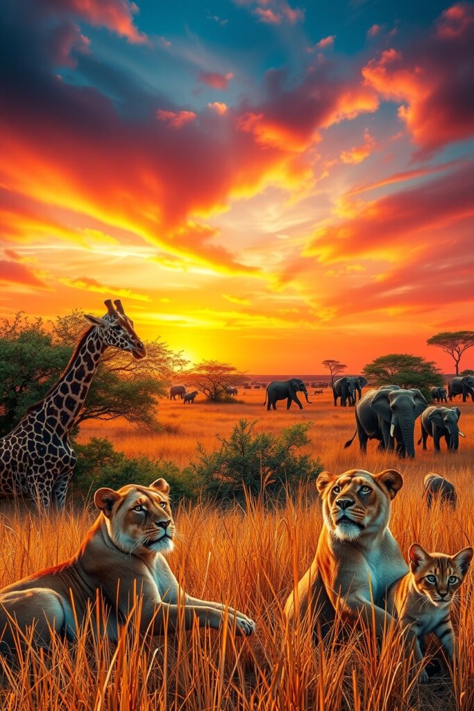The Majestic Wildlife of the African Savanna – free AI stock image