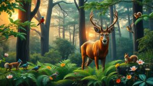 Majestic Wildlife in a Lush Forest – free AI stock image