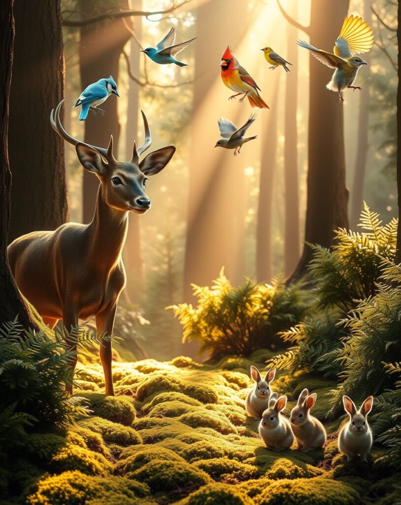 Majestic Wildlife in a Serene Forest – free AI stock image