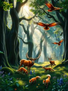 Majestic Wildlife in a Serene Forest – free AI stock image