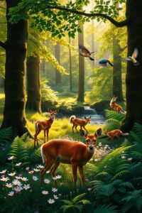 Majestic Wildlife in a Serene Forest – free AI stock image