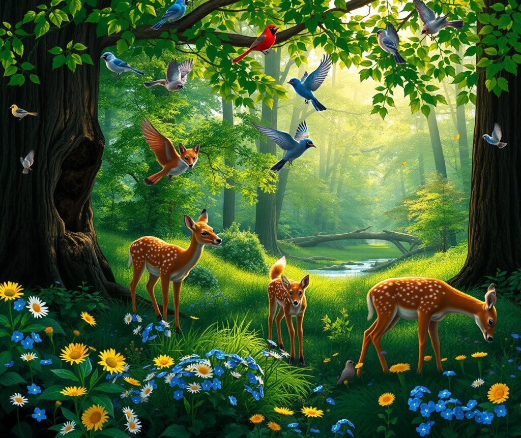 Majestic Wildlife in a Serene Forest – free AI stock image