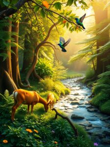 Majestic Wildlife in a Serene Forest – free AI stock image