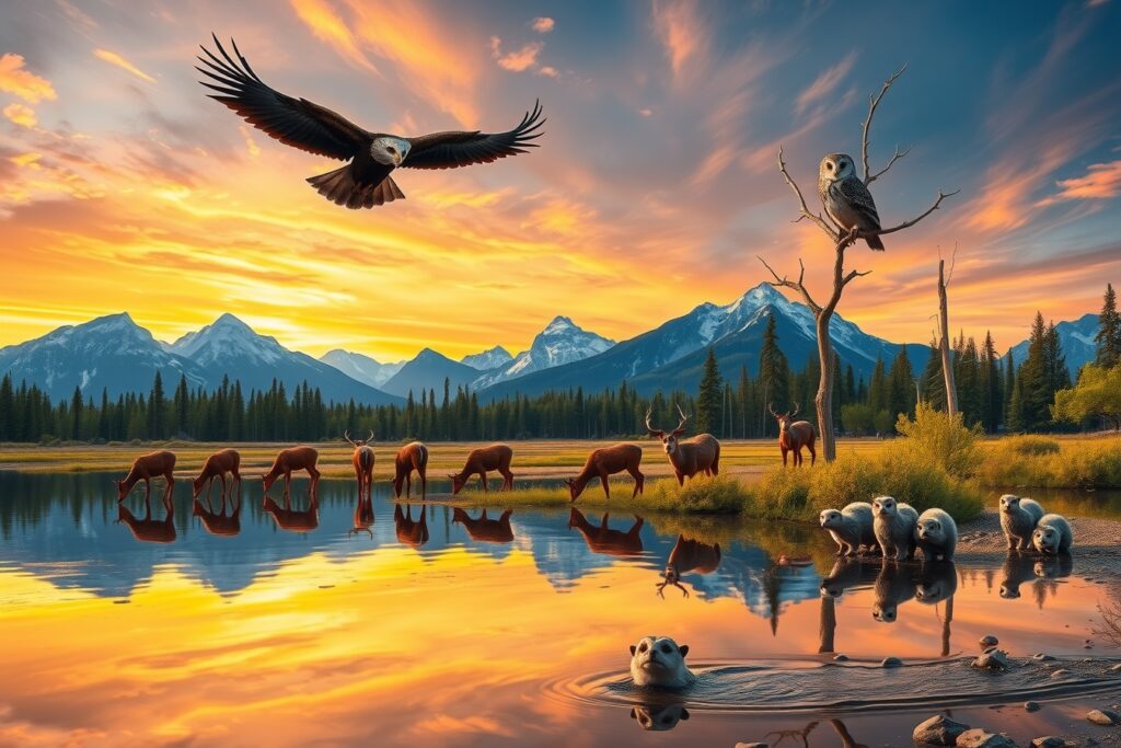 Majestic Wildlife in a Serene Landscape – free AI stock image