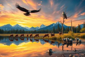 Majestic Wildlife in a Serene Landscape – free AI stock image