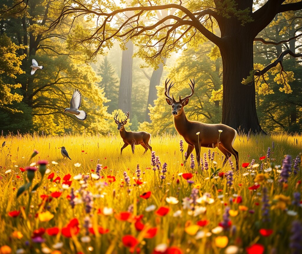Majestic Wildlife in a Serene Meadow – free AI stock image